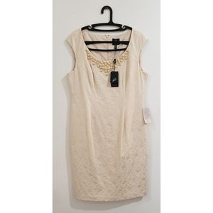 Adriana Papell women's almond beaded neckline dress size 14 nwt
